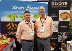 Joe Esta (left) and Kevin Stanger (right) of Wada Farms. They said there is the possibility of extra movement of potatoes to Europe this season with the shortage there.